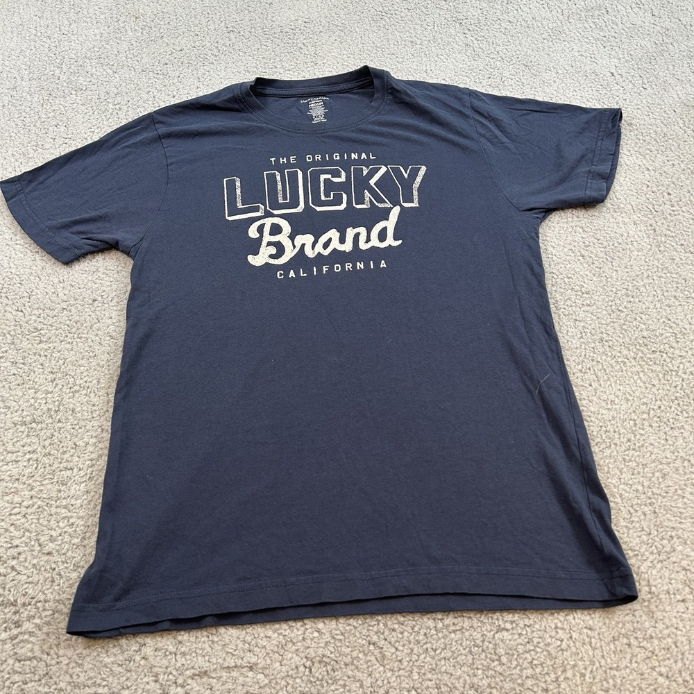 Lucky Brand T Shirt Men's‎  Medium Blue  Graphic Logo